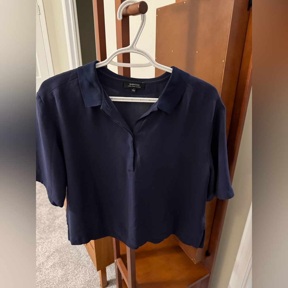 Babaton Dark Blue Button Down Shirt